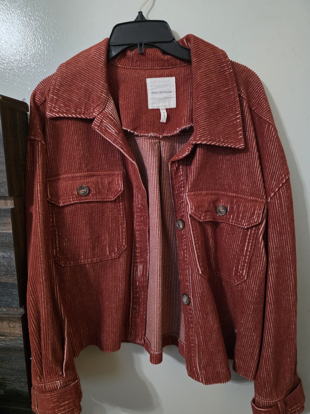 Avec Les Filles Rust Red Corduroy Jacket